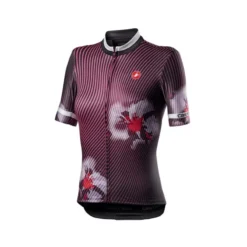 Maillot Castelli Primavera Manga Corta Rojo Oscuro Negro Mujer